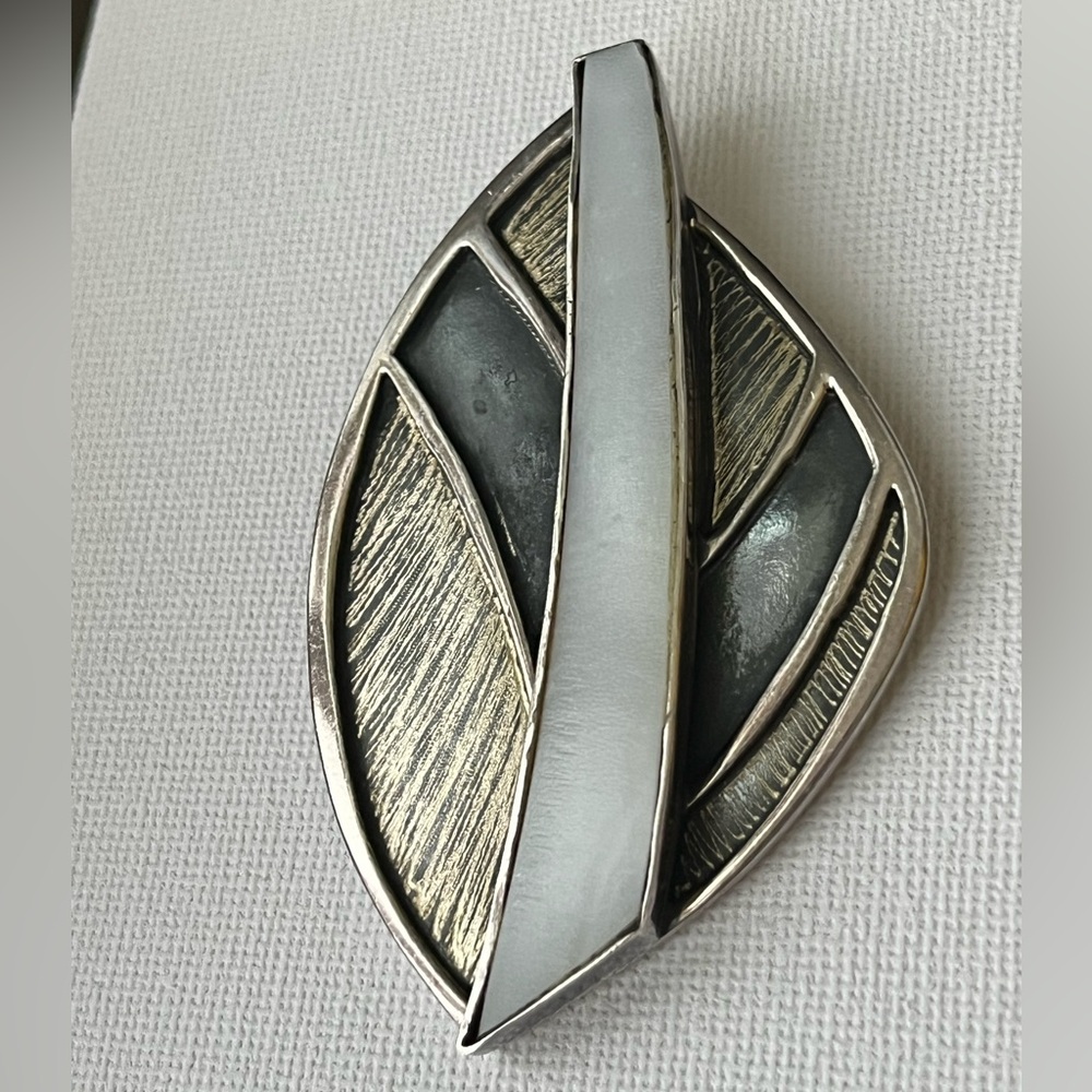 MEXICO 925 Sterling Silver - Vintage Slterling Silver Floral Leaf Brooch Pin